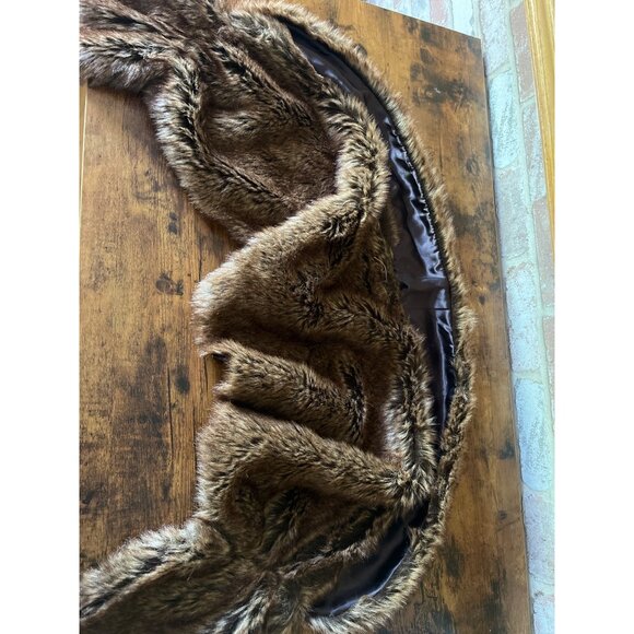 Faux Fur Stole Scarf By Pins And Needles Brown Polyester Lining - Picture 6 of 11